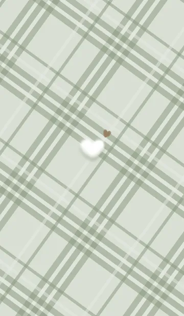 [LINE着せ替え] ふわもこハートとチェック柄♥グリーン06_1の画像1