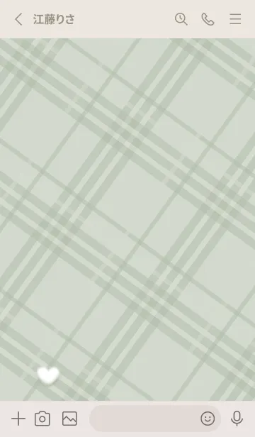 [LINE着せ替え] ふわもこハートとチェック柄♥グリーン06_1の画像3