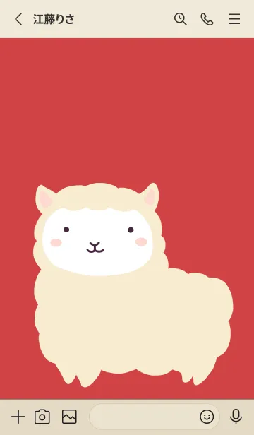 [LINE着せ替え] シンプルなアルパカ/レッド/ベージュの画像3