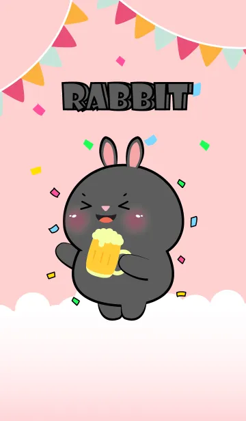 [LINE着せ替え] Cute Black Rabbit Love Party Theme (JP)の画像1