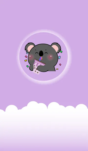 [LINE着せ替え] Simple Black Koala Love Purple Theme(JP)の画像1
