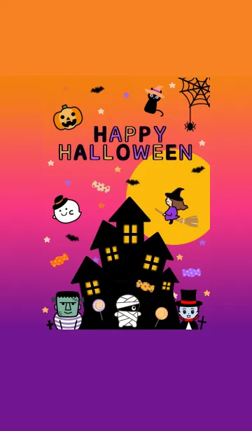 [LINE着せ替え] ハロウィンきせかえ 紫&オレンジの画像1