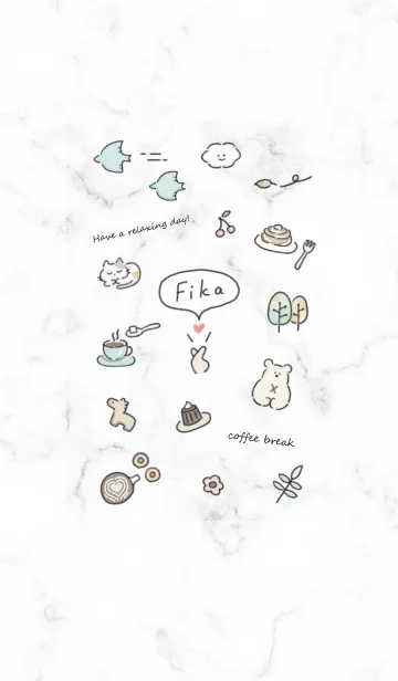 [LINE着せ替え] シンプルアイコンとマーブル♥ホワイト01_1の画像1