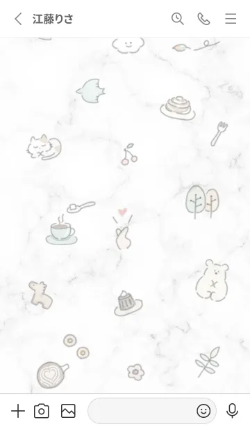 [LINE着せ替え] シンプルアイコンとマーブル♥ホワイト01_1の画像3