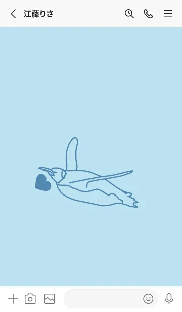 [LINE着せ替え] ペンギンとハート (ベビーブルー)の画像3