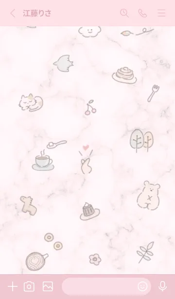 [LINE着せ替え] シンプルアイコンとマーブル♥ピンク11_1の画像3