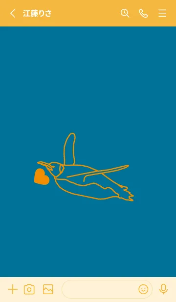 [LINE着せ替え] ペンギンとハート (ダックブルー)の画像3