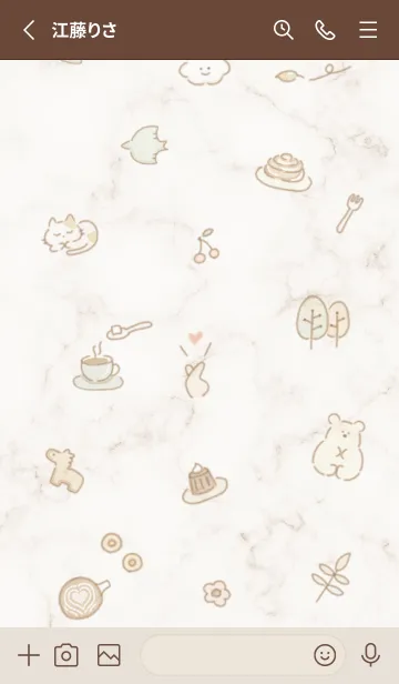 [LINE着せ替え] シンプルアイコンとマーブル♥ブラウン03_1の画像3