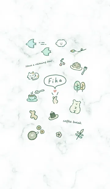 [LINE着せ替え] シンプルアイコンとマーブル♥グリーン06_1の画像1