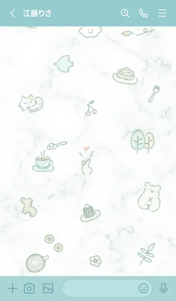 [LINE着せ替え] シンプルアイコンとマーブル♥グリーン06_1の画像2