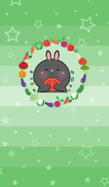 [LINE着せ替え] Black Rabbit With Vegetable Theme (JP)の画像1