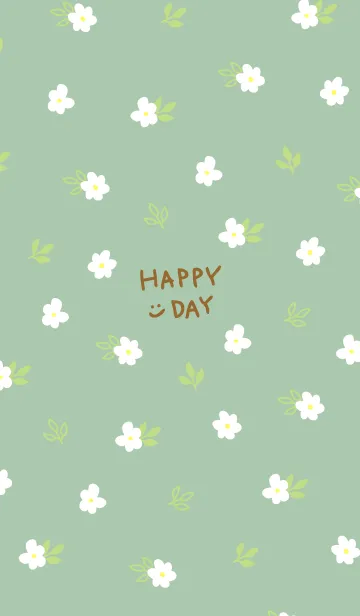 [LINE着せ替え] 白い小花 グリーン6の画像1