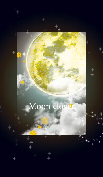 [LINE着せ替え] 青緑 : 運気上昇！満月と四葉の画像1