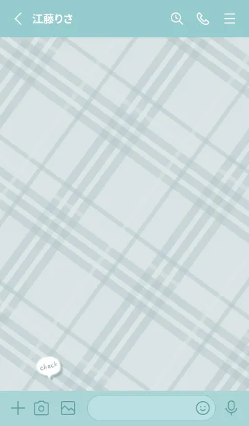 [LINE着せ替え] 吹き出しとチェック柄♦ブルーグリーン06_1の画像3