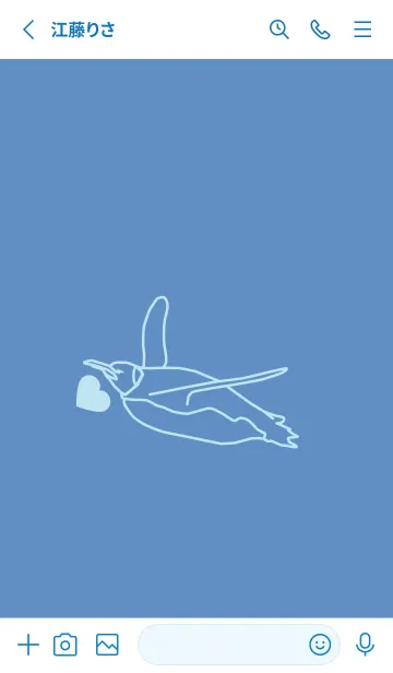 [LINE着せ替え] ペンギンとハート (Pale pastel blue)の画像3