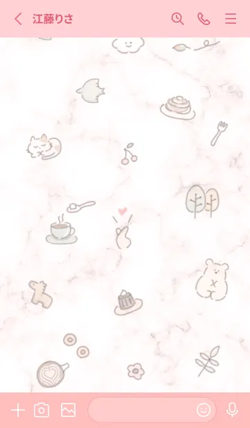 [LINE着せ替え] シンプルアイコンとマーブル♥ピンク10_1の画像3