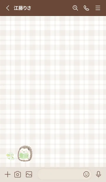 [LINE着せ替え] ハリネズミと本 -グリーン- チェックの画像3