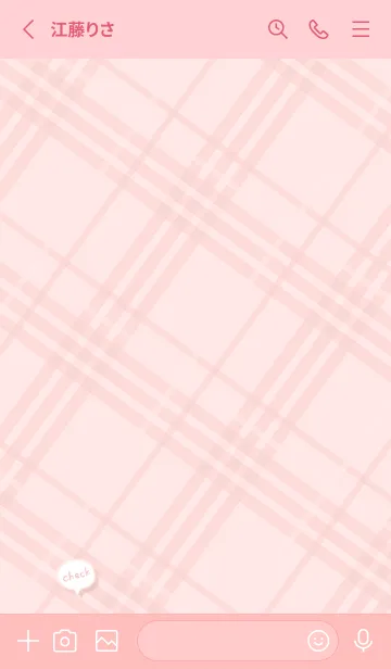 [LINE着せ替え] 吹き出しとチェック柄♦ピンク10_1の画像3