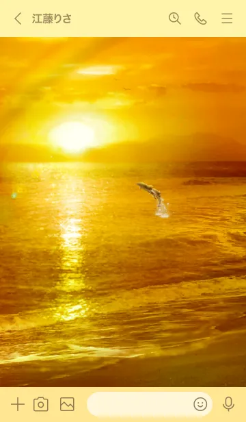 [LINE着せ替え] 金運上昇 Sunset sky 癒しのビーチ イルカの画像3