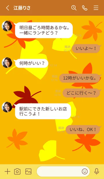 [LINE着せ替え] いちょうともみじの画像4