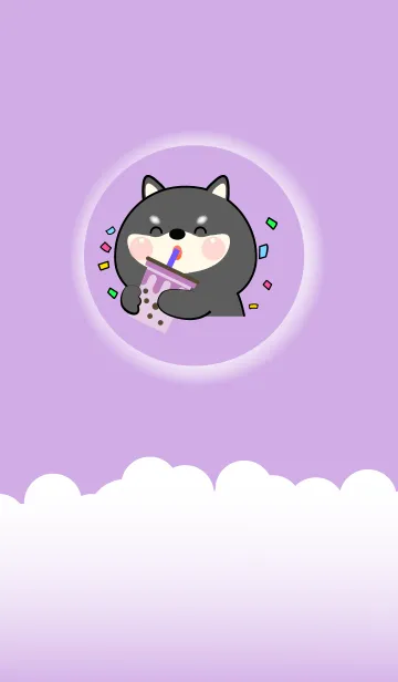 Simple Black Shiba Inu Love Purple (JP)の着せ替えメイン画像