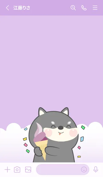 [LINE着せ替え] Simple Black Shiba Inu Love Purple (JP)の画像3