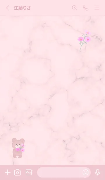 [LINE着せ替え] クマと秋桜とマーブル♥ピンク13_1の画像3