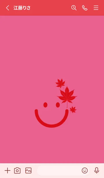 [LINE着せ替え] スマイル＆紅葉 ローズレッドの画像3