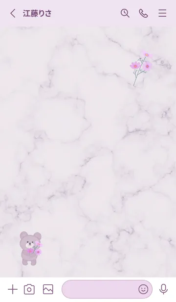 [LINE着せ替え] クマと秋桜とマーブル♥パープル10_1の画像3