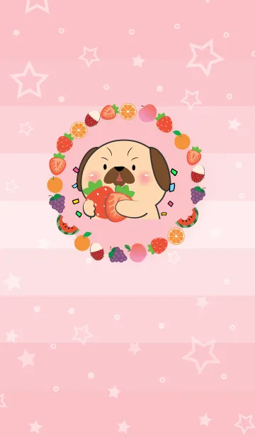 [LINE着せ替え] Simple Pug Dog Love Fruit Theme (JP)の画像1