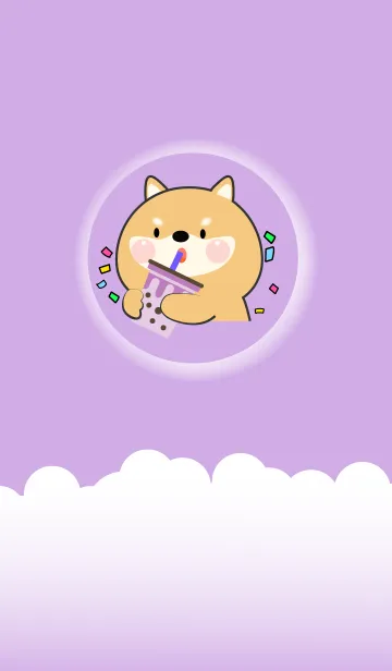 [LINE着せ替え] Simple Shiba Inu Love Purple Theme (JP)の画像1