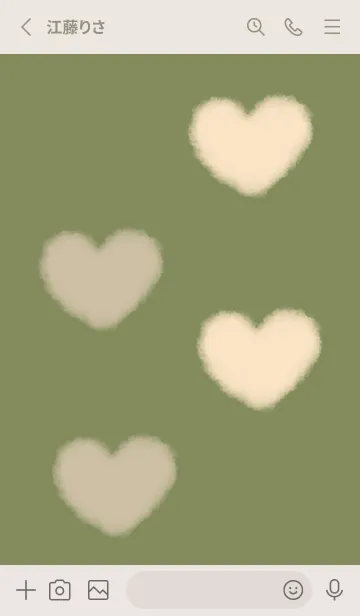 [LINE着せ替え] もこもこハート -モスグリーン- 秋の画像3