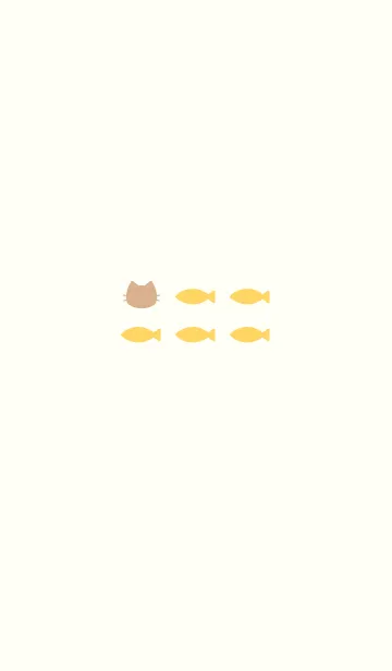 [LINE着せ替え] ねことおさかな(beige&yellow)の画像1