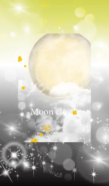 [LINE着せ替え] 黒と黄色 : 黄金の満月と幸運四葉の画像1