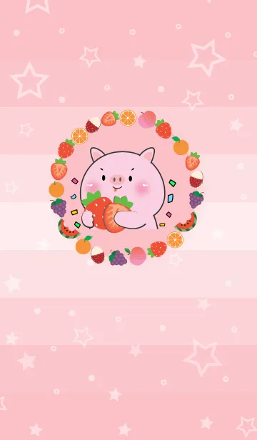 [LINE着せ替え] Simple Pig Pig Love Fruit Theme (JP)の画像1