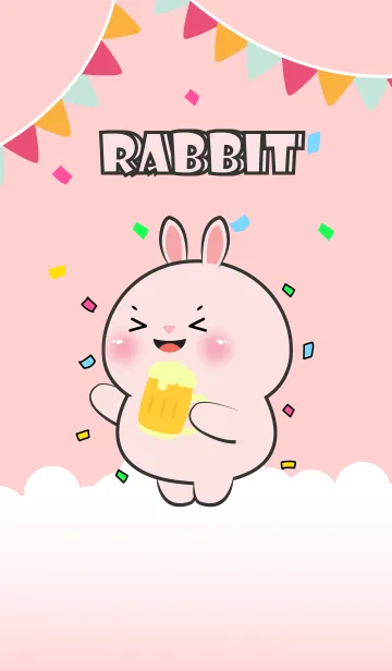 [LINE着せ替え] Cute Pink Rabbit Love Party Theme (JP)の画像1