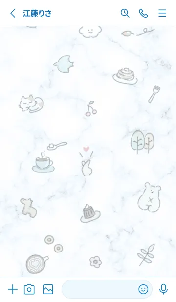 [LINE着せ替え] シンプルアイコンとマーブル♥ブルー14_1の画像3