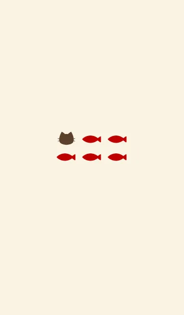 [LINE着せ替え] ねことおさかな(beige&red)の画像1