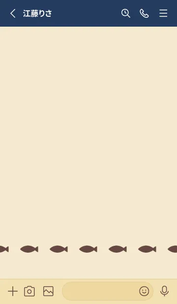 [LINE着せ替え] ねことおさかな(beige&blue2)の画像3