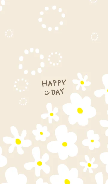 [LINE着せ替え] 白い花が可愛い ベージュの画像1