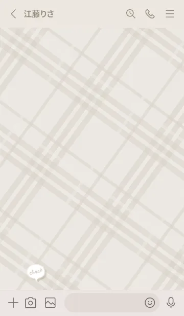 [LINE着せ替え] 吹き出しとチェック柄♦ベージュ05_1の画像3