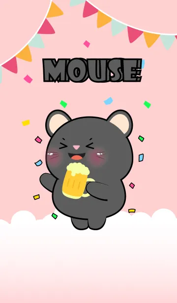 [LINE着せ替え] Cute Black Mouse Love Party Theme (JP)の画像1