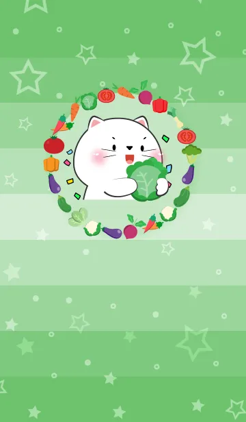 [LINE着せ替え] White Cat With Vegetable Theme (JP)の画像1