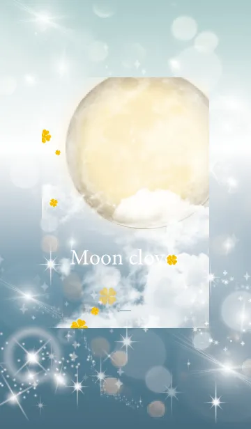 [LINE着せ替え] ベージュと青 : 黄金の満月と幸運四葉の画像1