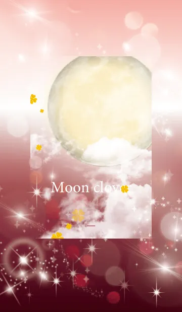 [LINE着せ替え] ボルドー : 黄金の満月と幸運四葉の画像1