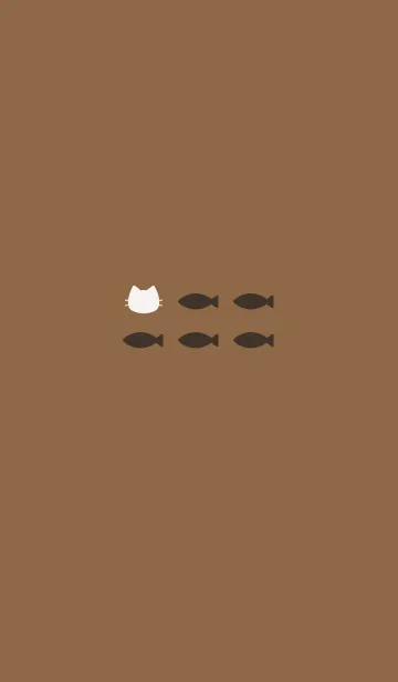 [LINE着せ替え] ねことおさかな(brown)の画像1