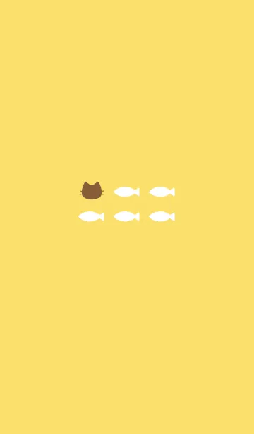 [LINE着せ替え] ねことおさかな(yellow&brown)の画像1