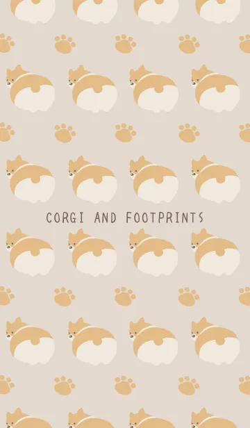 [LINE着せ替え] コーギーと足跡の着せかえ/ベージュの画像1