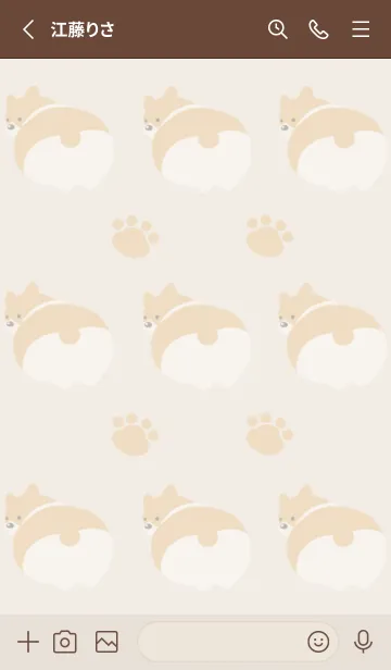[LINE着せ替え] コーギーと足跡の着せかえ/ベージュの画像3