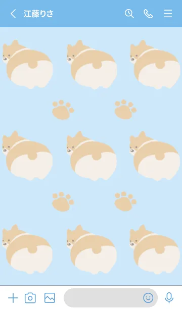 [LINE着せ替え] コーギーと足跡の着せかえ/ブルーの画像3